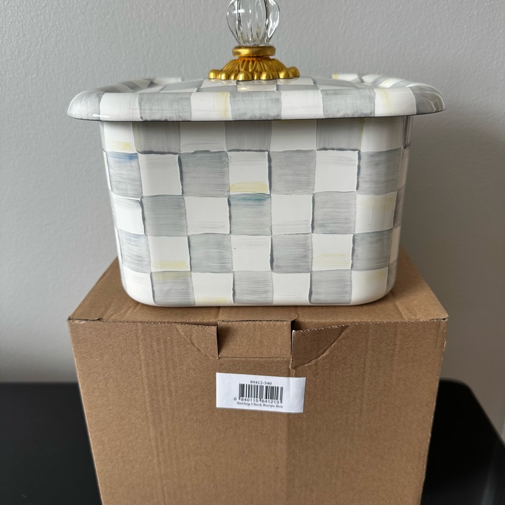 MacKenzie-Childs Checkered Storage Box with Crystal Knob